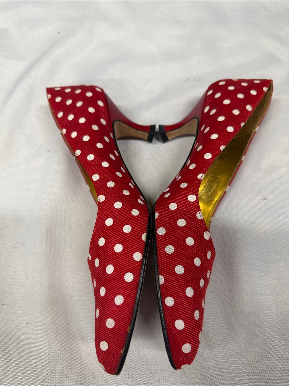 Timothy Hitsman Red Polka Dot Pointed Toe Heels